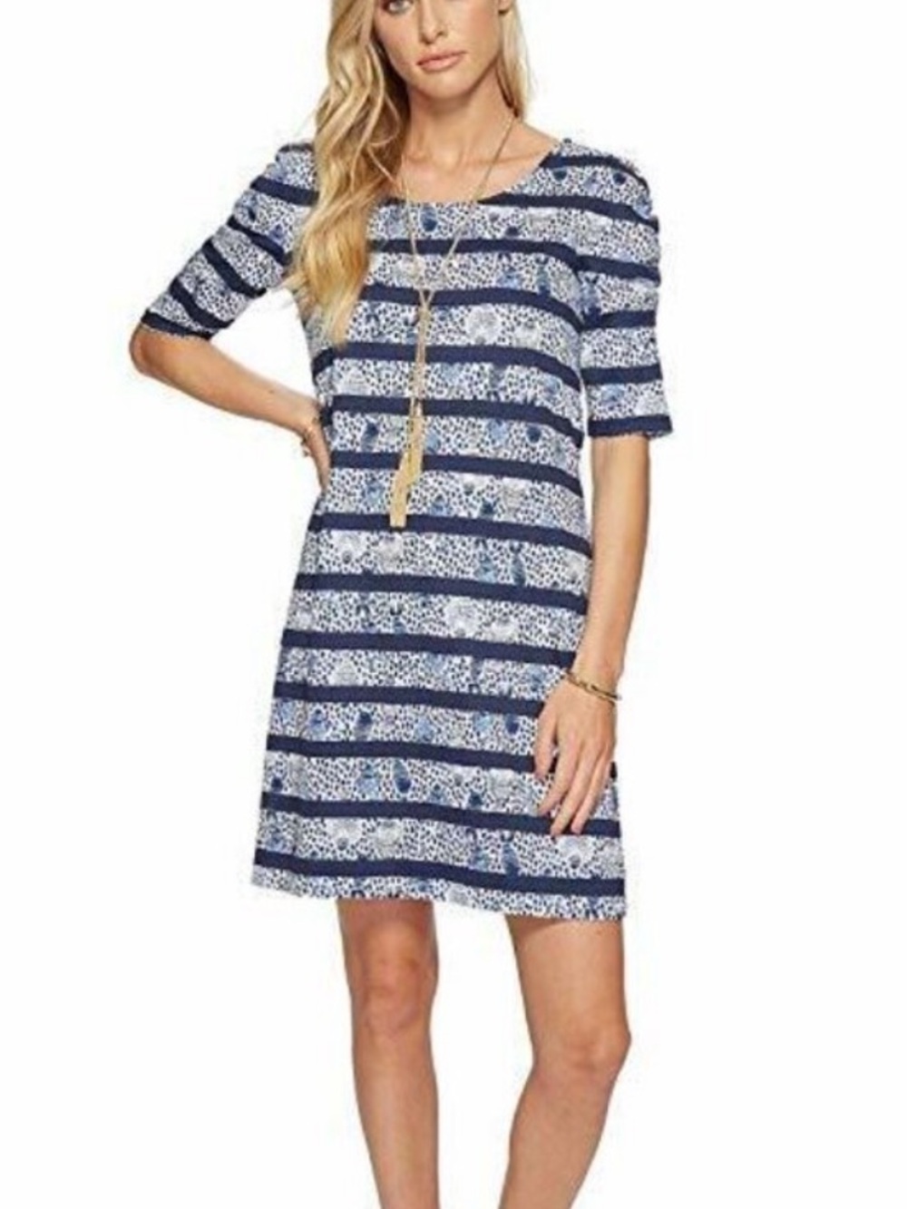 Lilly Pulitzer La Jolla Navy & White Striped Midi Dress Womens XXS